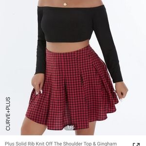 Women's Shein off shoulder top and pleated skirt